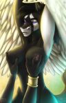  2020 anthro black_hair digital_media_(artwork) equid equine eyebrows eyelashes feathered_wings feathers female hair hi_res mammal nude pterippus purple_eyes sunnyowi white_body white_feathers wings 