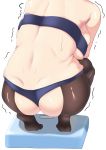 1girl absurdres ass azur_lane breasts crotchless crotchless_pantyhose curvy from_behind head_out_of_frame highres large_breasts out_of_frame plump reno_(azur_lane) solo squatting underboob underwear underwear_only ushimittsu weighing_scale weight_conscious 