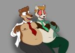  anthro belly conjoined domestic_ferret duo male male/male mammal mustela mustelid musteline stuck_together theyton ursid 
