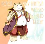  2011 anthro belly blue_eyes blush bottomwear clothing felid feline humanoid_hands kemono magic male mammal nikiciy overweight overweight_male robe shorts solo text 