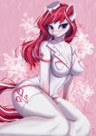  absurd_res anthro big_breasts blue_eyes blush breasts cleavage clothed clothing cutie_mark equid equine female garter_straps hair hi_res hikerumin horse mammal my_little_pony nurse pony red_hair solo white_body 