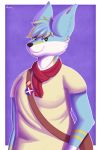  absurd_res anthro brownieclop canid canine clothed clothing digital_media_(artwork) fennec fox hi_res male mammal pins scarf solo 