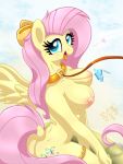  3:4 anthro big_breasts bow breasts butt collar equid equine female fluttershy_(mlp) friendship_is_magic hi_res joakaha leash mammal my_little_pony nipples nude petplay pterippus roleplay solo wings 