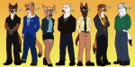  2:1 anthro better_call_saul black_body black_clothing black_fur black_nose blonde_hair blue_clothing blue_eyes breaking_bad brown_body brown_eyes brown_fur brown_hair bull_terrier canid canine canis cervid chuck_mcgill clothed clothing cougar domestic_dog felid feline female fluffy fluffy_tail fur great_dane green_clothing grey_clothing grey_fox group gustavo_fring hair howard_hamiln humanoid hunting_dog jacket kim_wexler male mammal mastiff mike_ehrmantraut molosser multicolored_body multicolored_fur mustela mustelid musteline nacho_varga necktie orange_background orange_body orange_fur poisonousskunk saul_goodman shirt simple_background standing terrier text topwear urocyon white_body white_fur white_hair yellow_clothing 