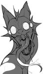  ambiguous_gender dragon feral hi_res long_tongue monochrome mouth_shot multi_eye nablacah open_mouth ringed_eyes solo tongue 