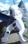  10:16 absol angry blush bodily_fluids canid canine female feral fur genital_fluids genitals hi_res katahane3 mammal mountain nintendo outside pok&eacute;mon pok&eacute;mon_(species) pussy pussy_juice solo video_games white_body white_fur 