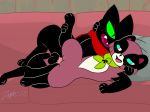  anthro balls black_body black_fur blush brown_body brown_fur canid canine cartoon_network clitoral_hood couch_sex cute_fangs domestic_cat duo eye_contact felid feline felis female fur furniture genitals green_eyes green_sclera hand_on_face hand_on_leg hi_res looking_at_another lying male male/female mammal mao_mao:_heroes_of_pure_heart on_side open_mouth penetration penis pussy raccoon_dog scarf sex sheriff_mao_mao_mao sofa spreading tanuki tanya_keys vaginal vaginal_penetration zephyr_lyall 