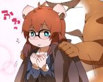  2013 5:4 anthro belly blue_eyes brown_body brown_fur canid canine clothing duo eyewear fur glasses humanoid_hands japanese_text kemono male mammal nikiciy overweight overweight_male raccoon_dog shirt simple_background tanuki text topwear white_background 