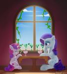  age_difference dessert duo emeraldgalaxy equid female feral food friendship_is_magic furniture hi_res horn ice_cream larger_female magic mammal my_little_pony older_female rarity_(mlp) sibling sister sisters sitting size_difference smaller_female sweetie_belle_(mlp) table unicorn window younger_female 