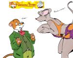  anthro breast_grab breasts clothing dialogue duo eye_contact eyewear female flirting geronimo_stilton geronimo_stilton_(series) glasses goonie-san hand_on_breast hi_res holding_breast looking_at_another male male/female mammal mouse murid murine pawpads rodent thea_stilton 