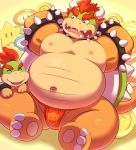  2020 anthro asian_clothing belly bowser bowser_jr. clothing cute_fangs duo east_asian_clothing eyes_closed fundoshi hi_res japanese_clothing kemono koopa lako male mario_bros moobs navel nintendo nipples overweight overweight_male scalie underwear video_games 