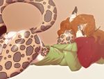  clothing felid female hair juzztie leopard mammal pantherine panties pillow shirt smile solo topwear underwear 