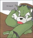  ! ... 2005 anthro black_nose canid canine canis digital_media_(artwork) domestic_dog english_text fur green_bell green_body green_fur humanoid_hands inakamichi kemono low_res mammal oekaki solo text the_spicy_ninja_scrolls tongue tongue_out wasabi_(the_spicy_ninja_scrolls) 