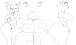  anthro big_butt breasts butt cartoon_network clothed clothing female hand_on_face hand_on_hip hi_res horn humanoid mammal monochrome narrowed_eyes neom-daddy penny_fitzgerald simple_background smile solo standing the_amazing_world_of_gumball thick_thighs white_background wide_hips 