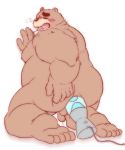  2020 absurd_res anal anal_penetration animal_crossing anthro anus balls blush brown_body brown_fur butt eyes_closed fur genitals hi_res humanoid_hands improvised_sex_toy k_gutless kemono lava_lamp male mammal nintendo overweight overweight_male penetration penis simple_background solo stretched_anus teddy_(animal_crossing) ursid video_games white_background 