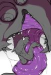  ambiguous_gender anthro bodily_fluids dragon drooling feral long_tongue mammal multi_eye nablacah open_mouth ringed_eyes saliva sharp_teeth simple_background teeth tongue tongue_wrap vore white_background 