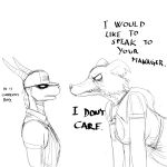  1:1 activision angry anthro beastars canid canine canis clothing dialogue dragon duo female furgonomics hat headgear headwear hi_res hladilnik juno_(beastars) male mammal sharp_teeth simple_background sketch spyro spyro_the_dragon teeth video_games white_background wolf 