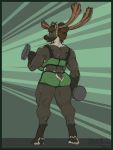  anthro capreoline cervid dumbbell exercise female greasymojo hi_res looking_back mammal muscular muscular_female reindeer solo weightlifting weights workout 