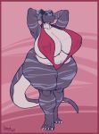  absurd_res anthro big_breasts bikini border breasts clothed clothing dragon female greasymojo hi_res huge_breasts looking_at_viewer pose red_border slightly_chubby sling_bikini solo swimwear thick_thighs 