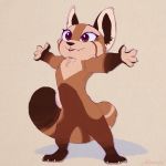  1:1 2020 ailurid anthro blep brown_body brown_eyes brown_fur chest_tuft featureless_crotch fur hi_res mammal nude pose red_panda ribbontini simple_background standing tongue tongue_out tuft 