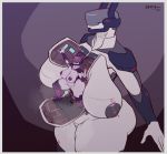  anthro big_breasts border breasts female genitals greasymojo grey_border hi_res huge_breasts machine micro nipples not_furry nude pussy robot thick_thighs 