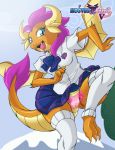  anthro boastudio breasts camel_toe clothing dragon female friendship_is_magic hi_res membrane_(anatomy) membranous_wings my_little_pony outside panties school_uniform small_breasts smolder_(mlp) solo underwear uniform upskirt wings 