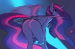  anthro breasts butt clothing equid female friendship_is_magic genitals horn looking_back mammal my_little_pony nightskrill nude panties panties_down pussy solo twilight_sparkle_(mlp) underwear winged_unicorn wings 