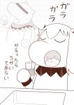  censored closed_eyes collar commentary_request cup gargling hair_between_eyes holding holding_cup horns kantai_collection long_hair mittens monochrome moomin muppo open_mouth pointless_censoring sazanami_konami shinkaisei-kan sink sweater translation_request 