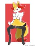  2020 andrewgtrez anthro blush braixen breasts female fur genitals hi_res inner_ear_fluff nintendo nipples nude pok&eacute;mon pok&eacute;mon_(species) pussy simple_background sitting smile solo tuft video_games yellow_body yellow_fur 