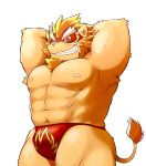 2015 anthro barazoku bulge clothing felid hi_res kemono kinoshita-jiroh lion male mammal mask muscular nipples pantherine pecs simple_background solo underwear white_background 