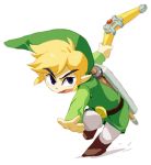  2011 blonde_hair boomerang clothing footwear hair hat headgear headwear humanoid humanoid_pointy_ears hylian male nemurism nintendo not_furry open_mouth simple_background solo the_legend_of_zelda toon_link video_games wind_waker 