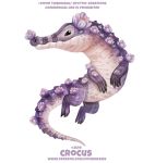  ambiguous_gender beady_eyes black_eyes claws crocodile crocodilian crocodylid crocus_(flower) cryptid-creations english_text feral flower humor plant pun purple_body purple_scales reptile scales scalie simple_background solo tan_body tan_scales text url visual_pun white_background 