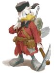  2011 anatid anseriform anthro avian beak belt bird clothing disney duck hat headgear headwear male nemurism pickaxe scrooge_mcduck shovel simple_background solo tools 