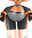  1girl ass ass_focus bodysuit close-up from_behind koizumi_akira_(artist) legs_apart lower_body out_of_frame senki_zesshou_symphogear shiny shiny_skin simple_background solo standing tachibana_hibiki_(symphogear) thigh_gap waist_down white_background 