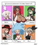  6+girls 6panels breasts cleavage digimon digimon_story:_cyber_sleuth hashtag highres homika_(pokemon) hood hoodie kono_subarashii_sekai_ni_shukufuku_wo! large_breasts mergeritter multiple_girls neo_politan pokemon pokemon_(game) pokemon_bw2 pokemon_swsh rwby ryouko_(tenchi_muyou!) saitou_(pokemon) shinomiya_rina signature sylvia_(konosuba) tenchi_muyou! tied_hair 