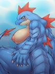  340m/sec abstract_background anthro anthrofied big_breasts big_butt blush breasts butt claws crocodilian curvy_figure erect_nipples female feraligatr hi_res huge_breasts musclegut muscular muscular_female nintendo nipples nude pok&eacute;mon pok&eacute;mon_(species) reptile scales scalie sharp_teeth slightly_chubby slit_pupils solo teeth thick_thighs video_games voluptuous yellow_eyes 