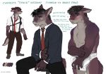  anthro asinus big_ears black_hair blush chuck_(flaxseed) clothing diaper donkey dragon english_text equid equine erection flax_(artist) footwear grope hair hi_res male mammal necktie nipples shoes simple_background solo suit suspenders text white_background 