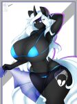  absurd_res anthro big_breasts bikini breasts cleavage clothed clothing cutie_mark equid female handmantoot hi_res horn huge_breasts mammal my_little_pony pose solo swimwear translucent translucent_clothing unicorn wide_hips 
