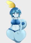  absurd_res anthro big_breasts breasts clothed clothing female hi_res looking_at_viewer luditima nintendo pok&eacute;mon pok&eacute;mon_(species) simple_background sobble solo video_games white_background wide_hips 