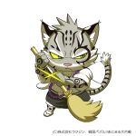  1:1 2019 anthro broom cleaning clothing felid feline footwear humanoid_hands japanese_text kemono kinoshita-jiroh mammal nen-ami_jion pink_nose sandals sengoku_puzzle simple_background solo text video_games weapon white_background 
