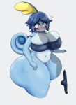  absurd_res anthro big_breasts big_butt blue_border blush border bottomless breasts bulge butt cleavage clothed clothing female genital_outline hi_res huge_breasts huge_butt hyper hyper_butt luditima nintendo panties penis_outline pok&eacute;mon pok&eacute;mon_(species) simple_background sobble solo thick_thighs underwear video_games 