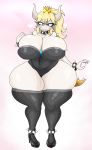  &lt;3 absurd_res big_breasts blush bowser breasts cleavage clothed clothing crossgender crown female footwear hi_res high_heels huge_breasts humanoid luditima mario_bros nintendo sharp_teeth shoes smile solo super_crown teeth thick_thighs video_games wide_hips 