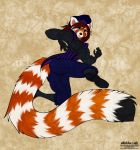  2020 ailurid alishka anthro black_nose blue_eyes brown_hair clothed clothing digital_media_(artwork) eyebrows eyelashes female fur hair hi_res mammal orange_body orange_fur red_panda solo white_body white_fur 