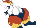  all_fours anthro anus_outline big_butt butt cinderace colored female hi_res holding_butt huge_butt looking_back nintendo noblood pok&eacute;mon pok&eacute;mon_(species) simple_background solo video_games white_background 