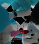  3d_(artwork) animal_genitalia animal_penis anthro balls bananastheleech belly black_body black_fur blue_body blue_fur breasts canine_penis chip(rawpotatochip) digital_media_(artwork) faye(vr) felid feline female frottage fur genitals grope groping_crotch group hobkin knot kraft_trio male male/male mammal nose_to_nose penis pink_cock pink_penis red_penis sex split_color under_boob underview white_belly 