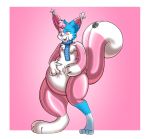  2020 4_toes ambiguous_gender animate_inanimate anthro blue_body blue_fur digital_drawing_(artwork) digital_media_(artwork) fur glistening hi_res himuic-tmill inflatable living_inflatable mammal open_mouth pink_eyes rodent rubber scarf sciurid simple_background solo toes transformation 