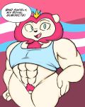 4:5 abs andromorph anthro beauty_mark binder bottomless cartoon_network clothed clothing crown english_text felid filthyopossum genitals hi_res intersex king king_snugglemagne_xxv lgbt_pride lion mammal mao_mao:_heroes_of_pure_heart muscular muscular_andromorph muscular_intersex pantherine pecs pride_colors pubes public_service_announcement pussy royalty shirt solo tank_top text topwear transgender_pride_colors 