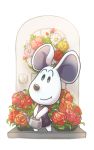  1girl animal_ears artist_name doubutsu_no_mori flower furry highres hoic_78 leaf mouse_ears mouse_tail rose solo sparkle tail tome_(doubutsu_no_mori) watering_can white_background 