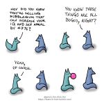  blue_body blue_fox_(foxes_in_love) blue_fur bubble_gum canid canine comic couple_(disambiguation) dialogue duo english_text feral fox foxes_in_love fur green_body green_fox_(foxes_in_love) green_fur hi_res humor mammal text url 