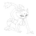  1:1 2020 5_fingers anthro blaze_the_cat bottomwear breasts clothed clothing domestic_cat felid feline felis female finger_claws fingers fur hi_res legwear looking_at_viewer mammal monochrome signature simple_background soina solo sonic_the_hedgehog_(series) thigh_highs topwear white_background 